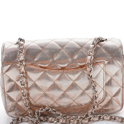 Chanel Metallic Calfskin Quilted Pixel Effect Mini Rectangular Flap Pink Gold 12 of 15