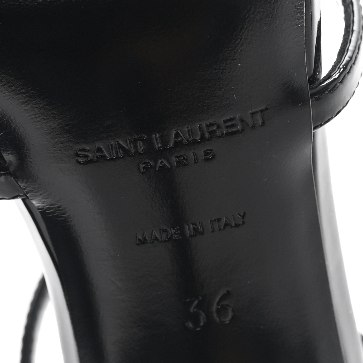 Saint Laurent Patent Cassandra 100 Ankle Strap Sandals 36 Black 7 of 9