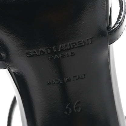Saint Laurent Patent Cassandra 100 Ankle Strap Sandals 36 Black 7 of 9