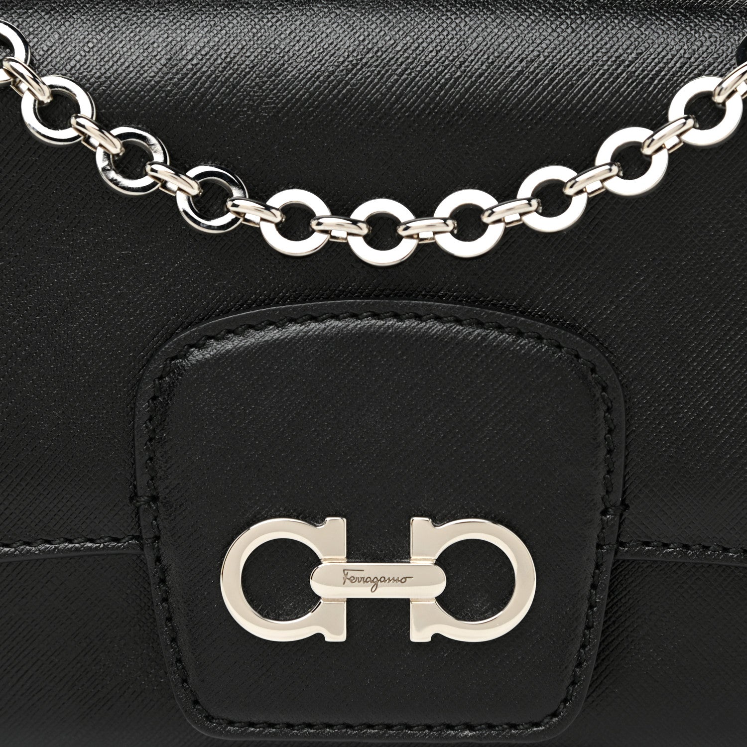 Salvatore Ferragamo Printed Calfskin Rory Shoulder Bag Black 7 of 12