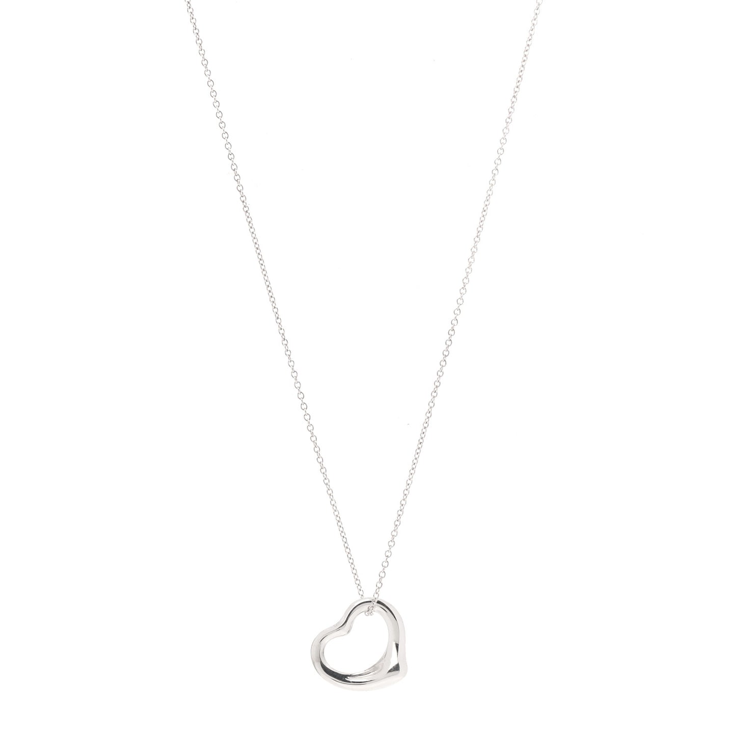 Sterling Silver 16mm Elsa Peretti Open Heart Pendant Necklace