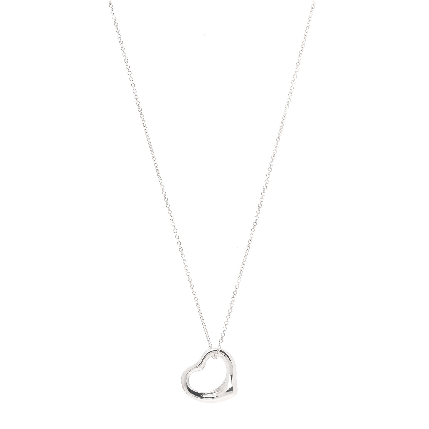 Tiffany Sterling Silver 16mm Elsa Peretti Open Heart Pendant Necklace 1 of 8