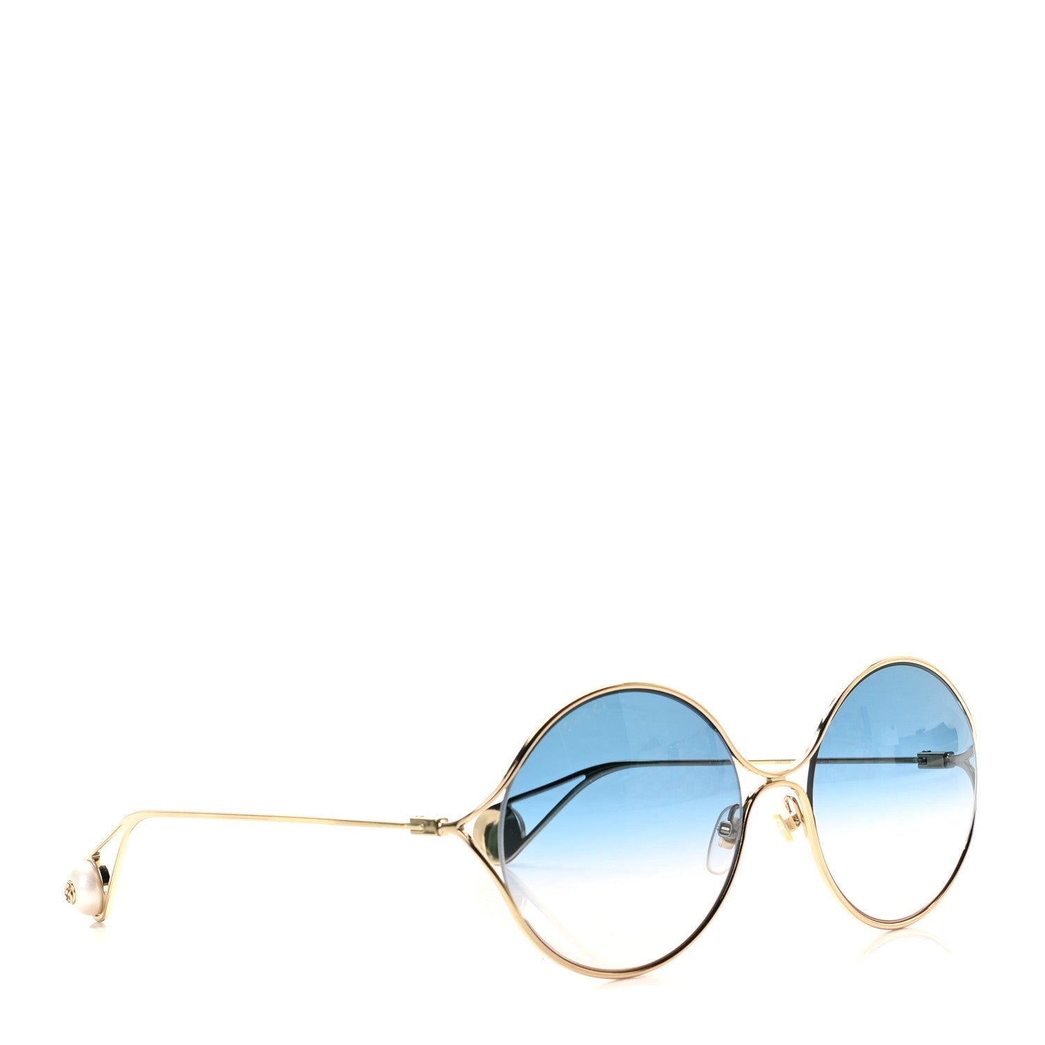 Gucci Metal Round Pearl Tip Sunglasses GG0253S Gold 3 of 6