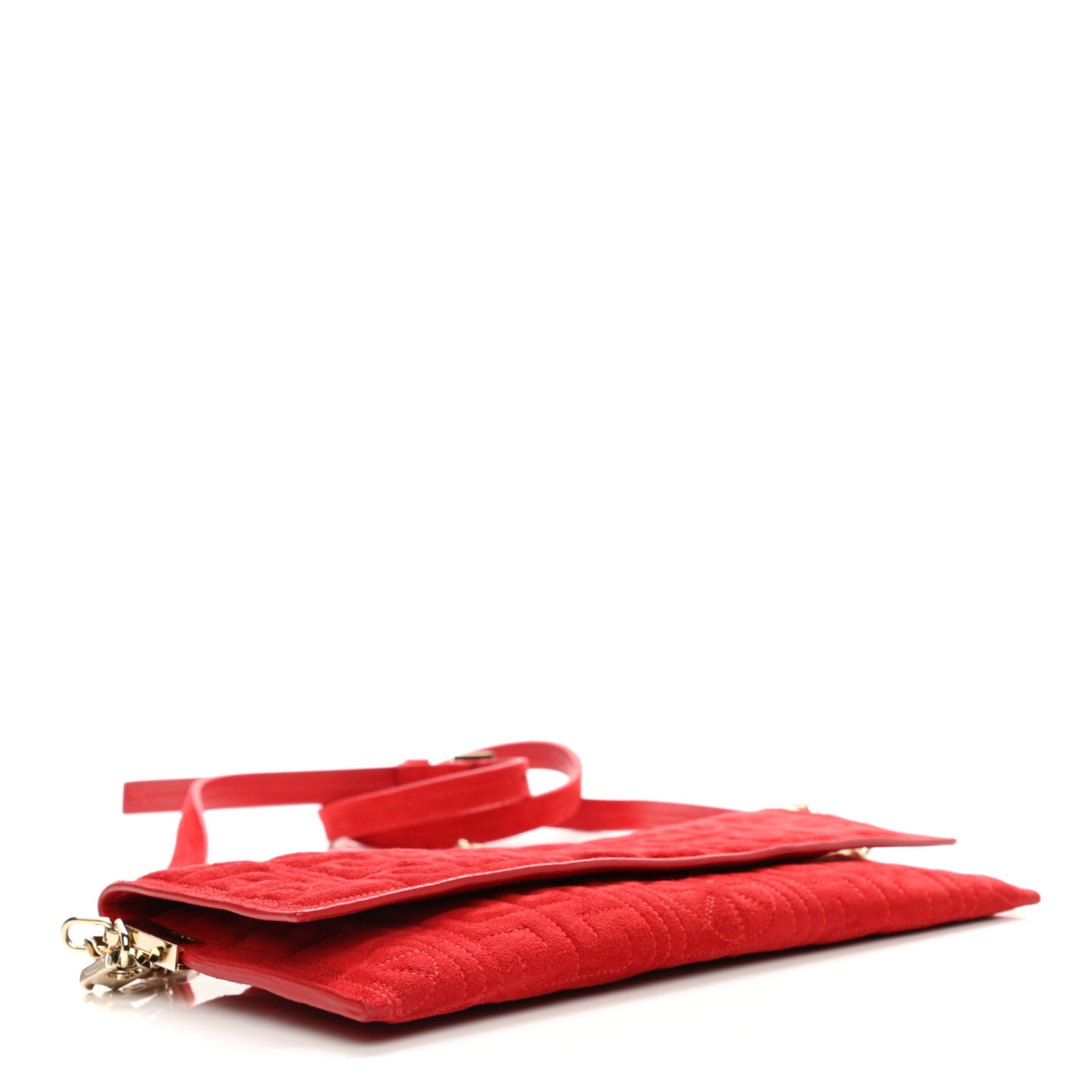 Versace Suede Quilted The Greek Crossbody Clutch Red 7 of 21