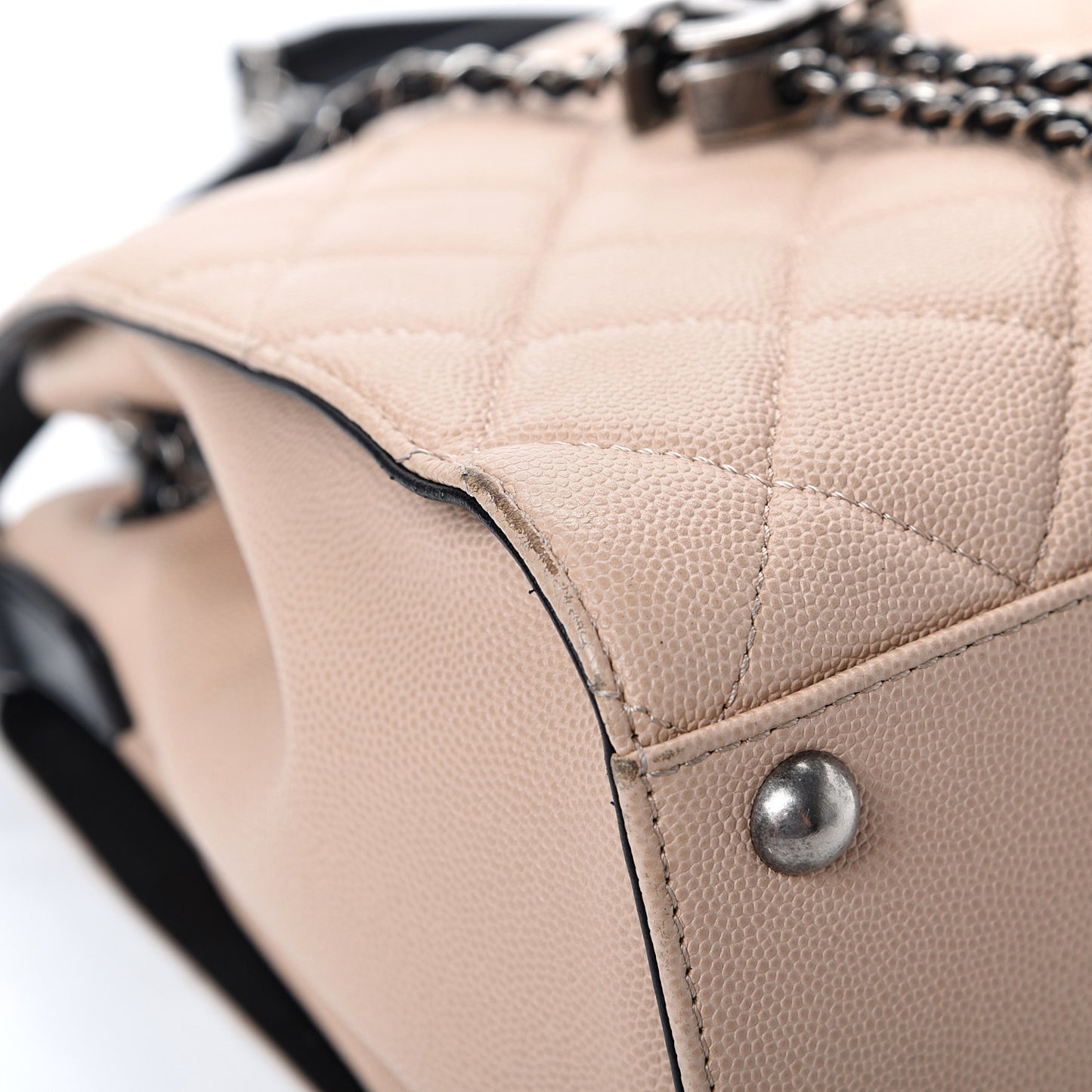 Caviar Quilted Small CC Bucket Bag Beige