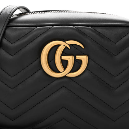 Gucci Calfskin Matelasse Small GG Marmont Chain Shoulder Bag Black 8 of 10