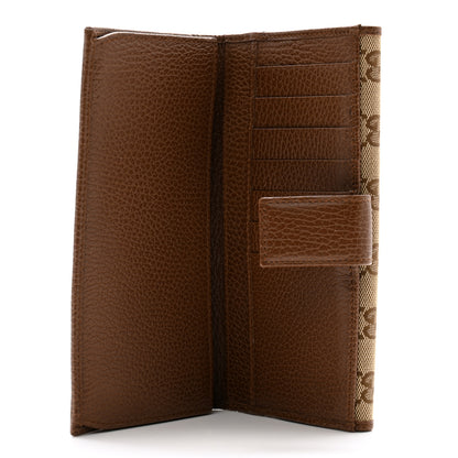 Gucci Monogram Metal Bar Continental Flap Wallet Beige Ebony Dark Brown 5 of 12