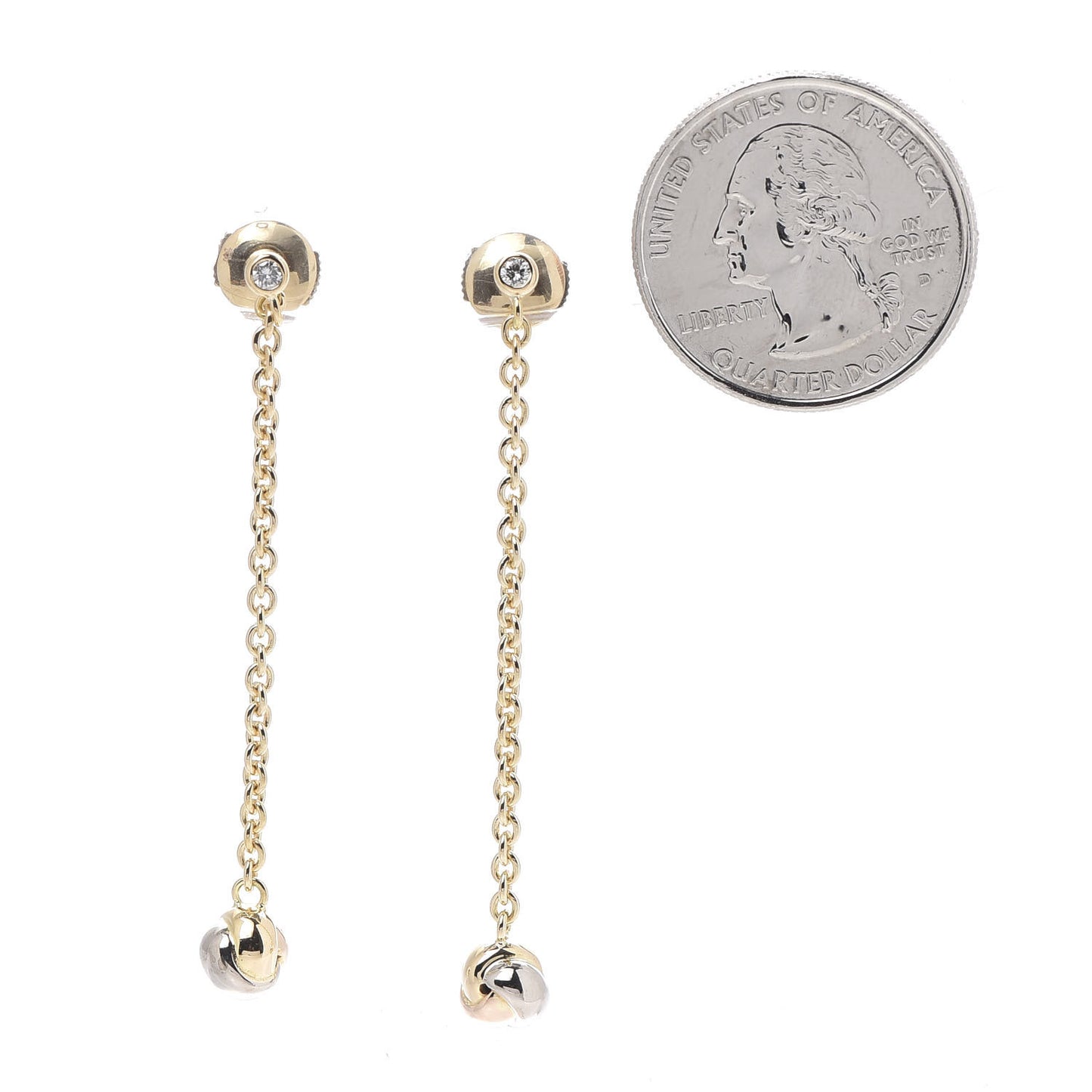 18K Pink Yellow White Gold Baby Trinity Drop Earrings