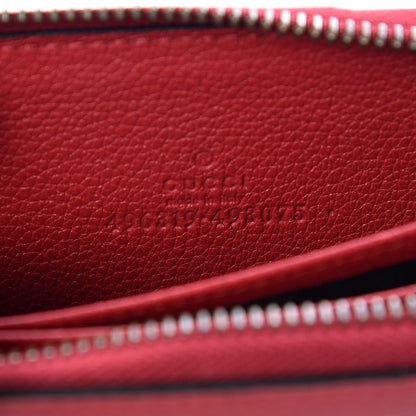 Gucci Grained Calfskin Logo Zip Around Card Case Hibiscus Red 6 of 9