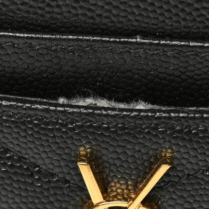 Saint Laurent Grain De Poudre Matelasse Chevron Monogram Credit Card Case Black 7 of 7