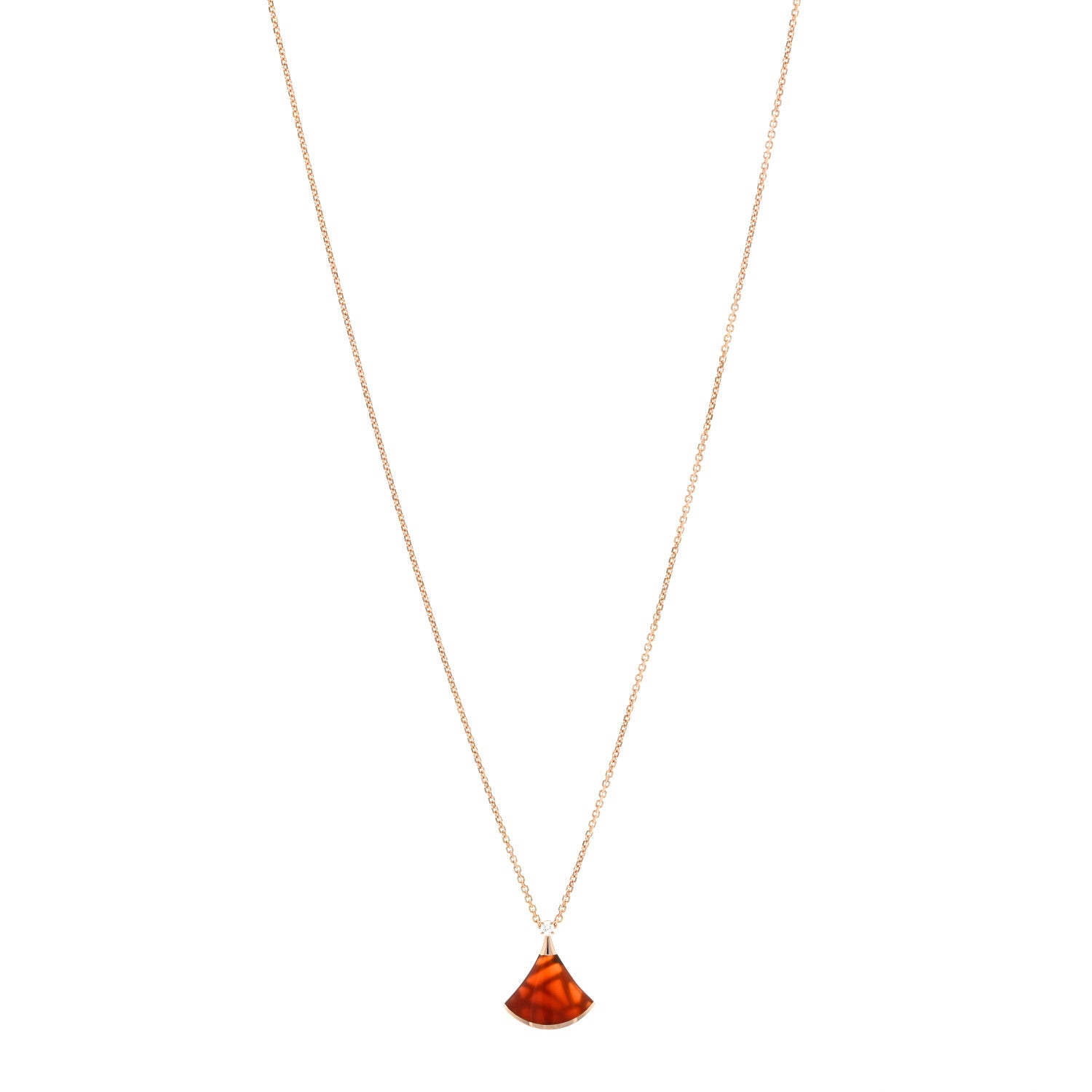 Bulgari 18K Rose Gold Diamond Carnelian Divas' Dream Pendant Necklace 1 of 5