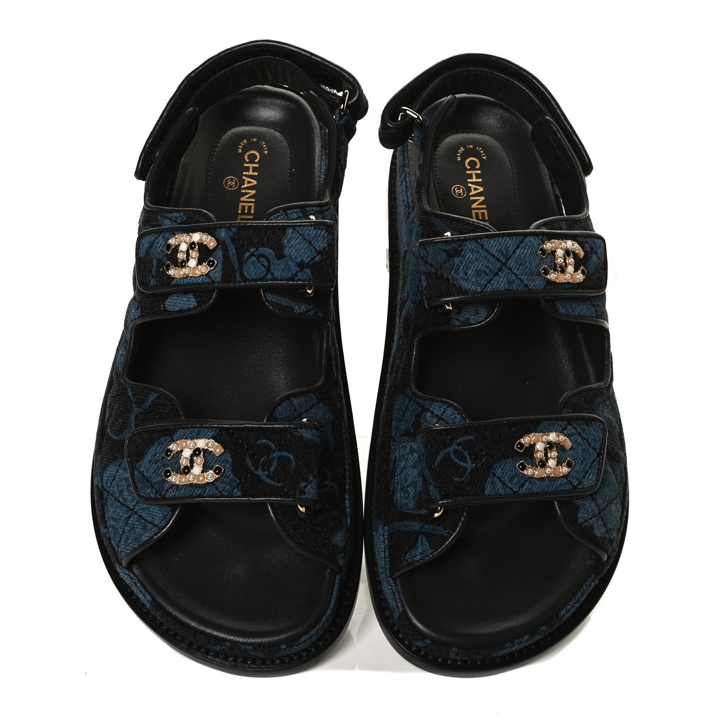 Denim Velcro Dad Sandals 37.5 Dark Grey Blue Black
