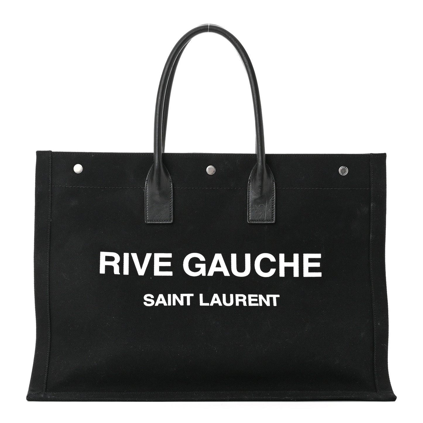 Linen Calfskin Rive Gauche Tote Black
