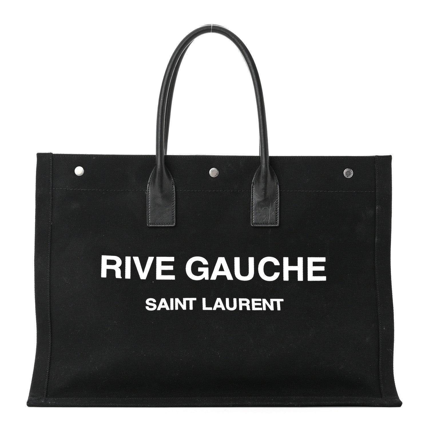 Saint Laurent Linen Calfskin Rive Gauche Tote Black 1 of 13