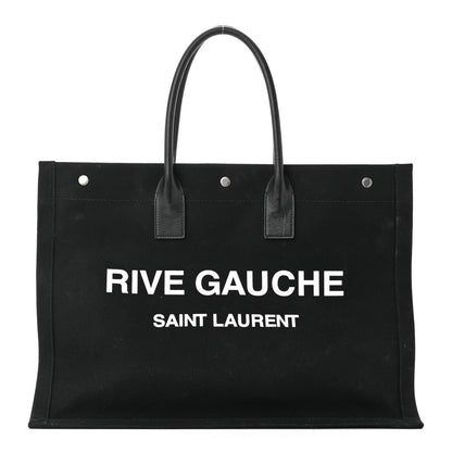 Saint Laurent Linen Calfskin Rive Gauche Tote Black 1 of 13