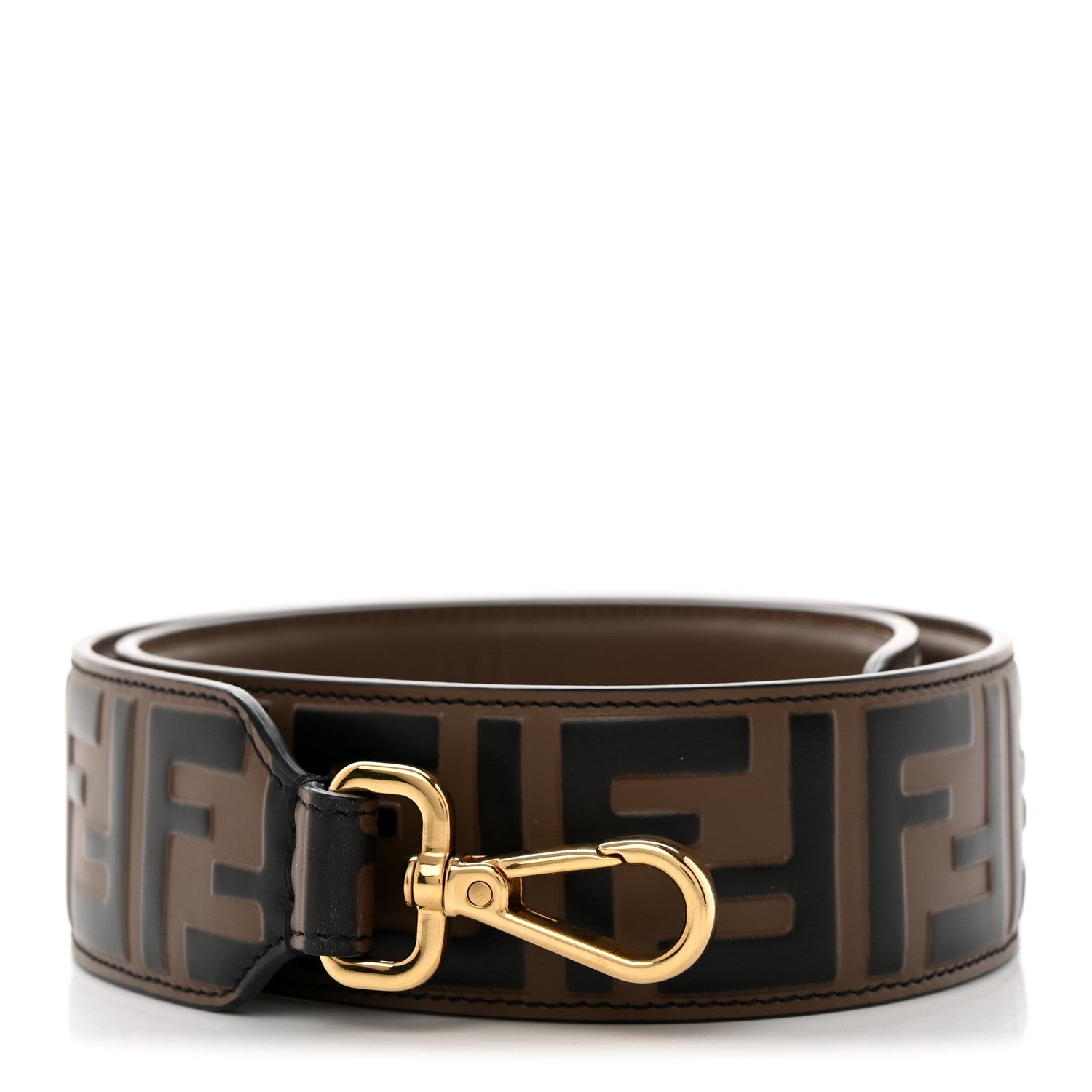 Fendi Vitello Century Bi-Color FF 1974 Embossed Strap You Maya Black 1 of 5