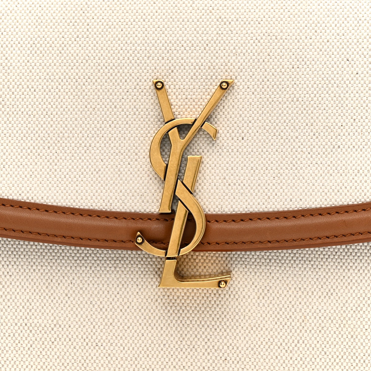 Saint Laurent Linen Calfskin Monogram Small Solferino Satchel Greggio Brick 7 of 10