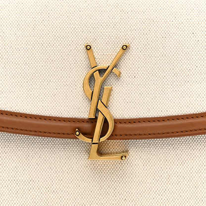 Saint Laurent Linen Calfskin Monogram Small Solferino Satchel Greggio Brick 7 of 10