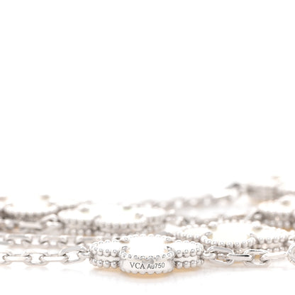 Van Cleef & Arpels 18K White Gold Mother of Pearl 20 Motifs Vintage Alhambra Necklace 5 of 5