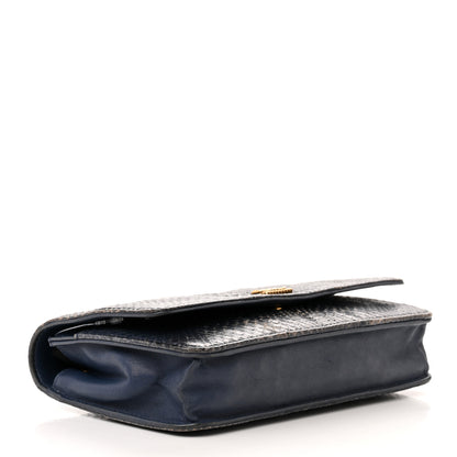Chanel Snakeskin Wallet On Chain WOC Blue 4 of 17