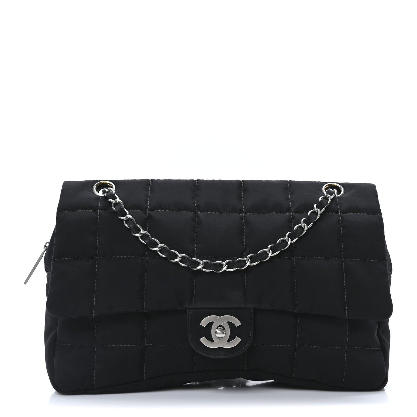 Nylon Square Quilted Flap Black