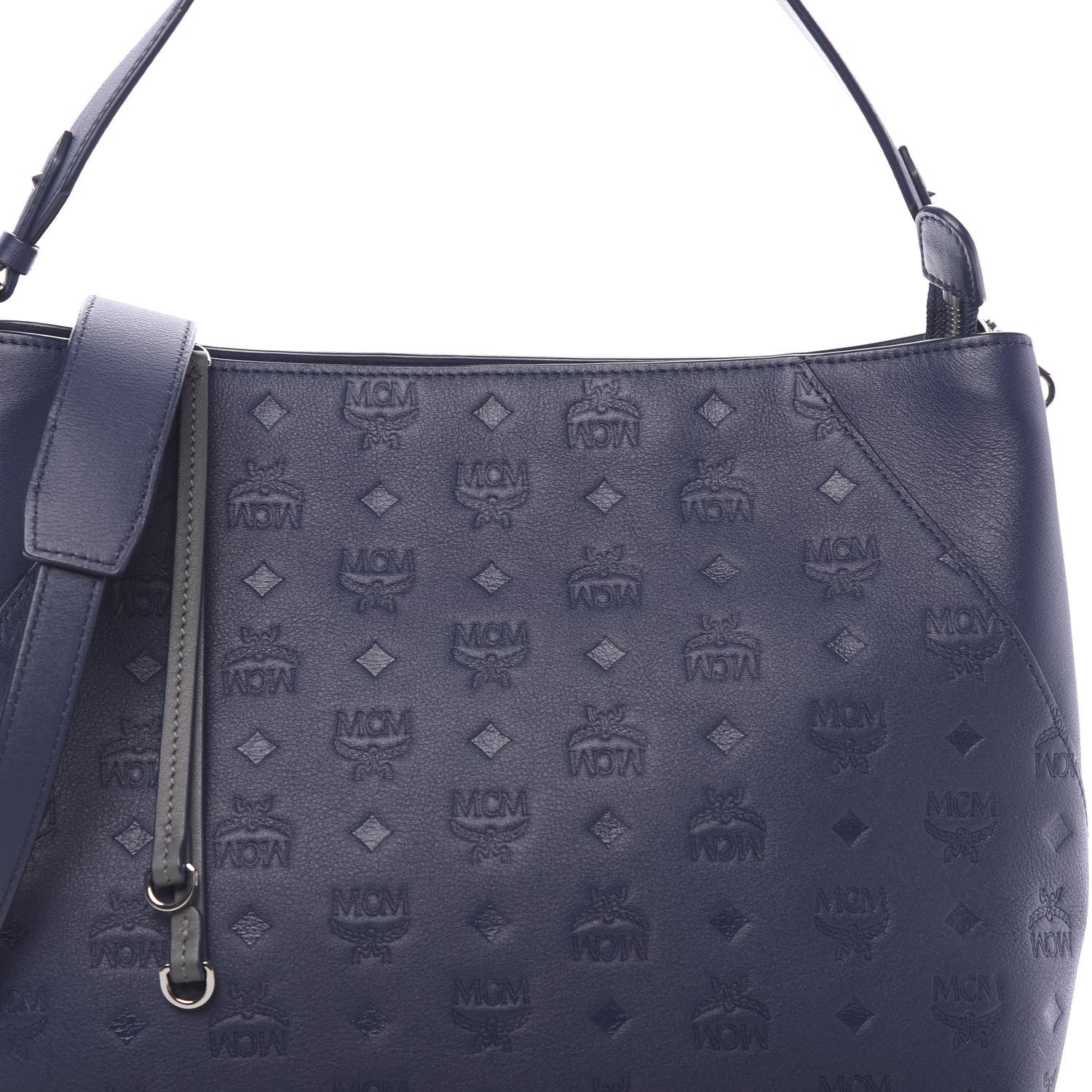 MCM Calfskin Ottomar Monogram Medium Klara Hobo Navy Blue 8 of 10