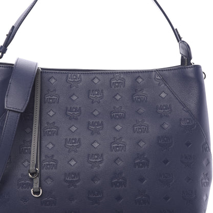 MCM Calfskin Ottomar Monogram Medium Klara Hobo Navy Blue 8 of 10
