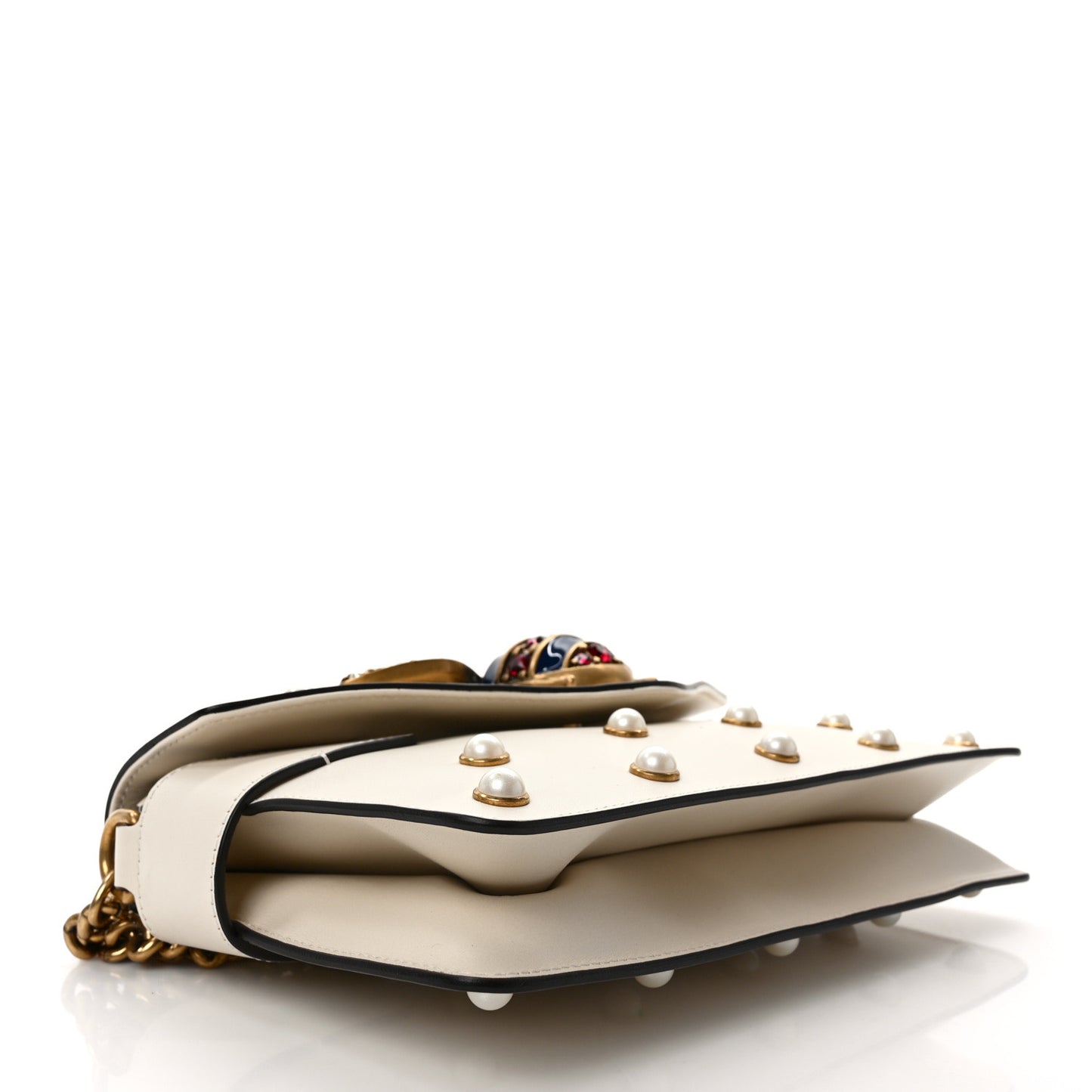 Nappa Pearl Studded Mini Queen Margaret Broadway Shoulder Bag Mystic White