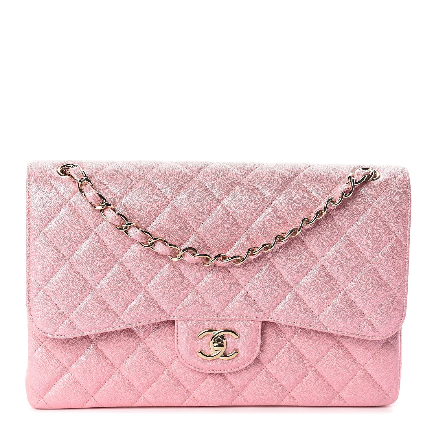 Chanel Iridescent Caviar Quilted Jumbo Double Flap Rose Pink 1 of 9
