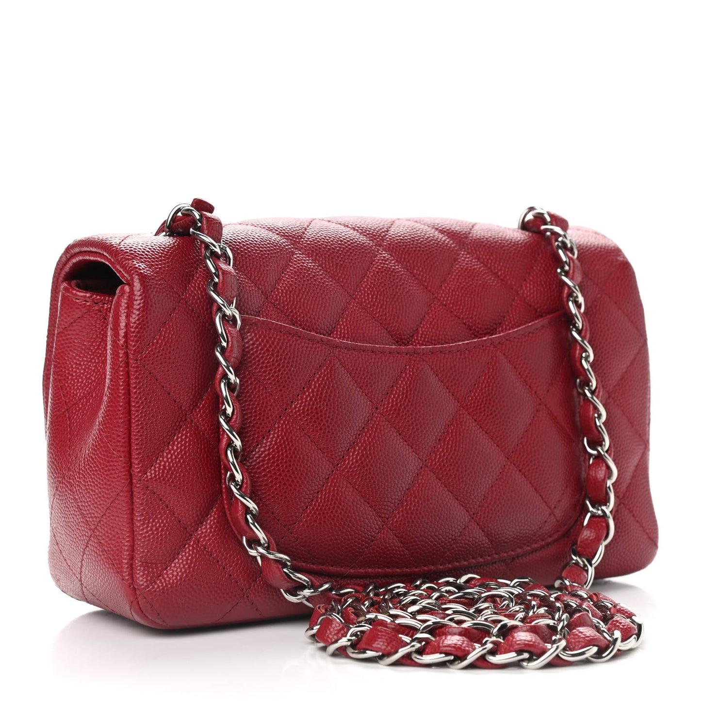 Caviar Quilted Mini Rectangular Flap Dark Red