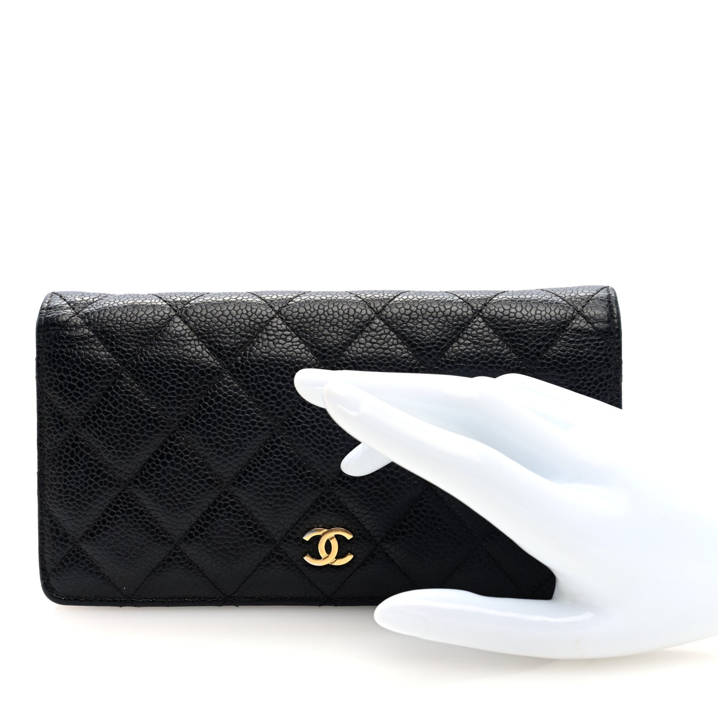 Caviar Quilted Yen Wallet Black