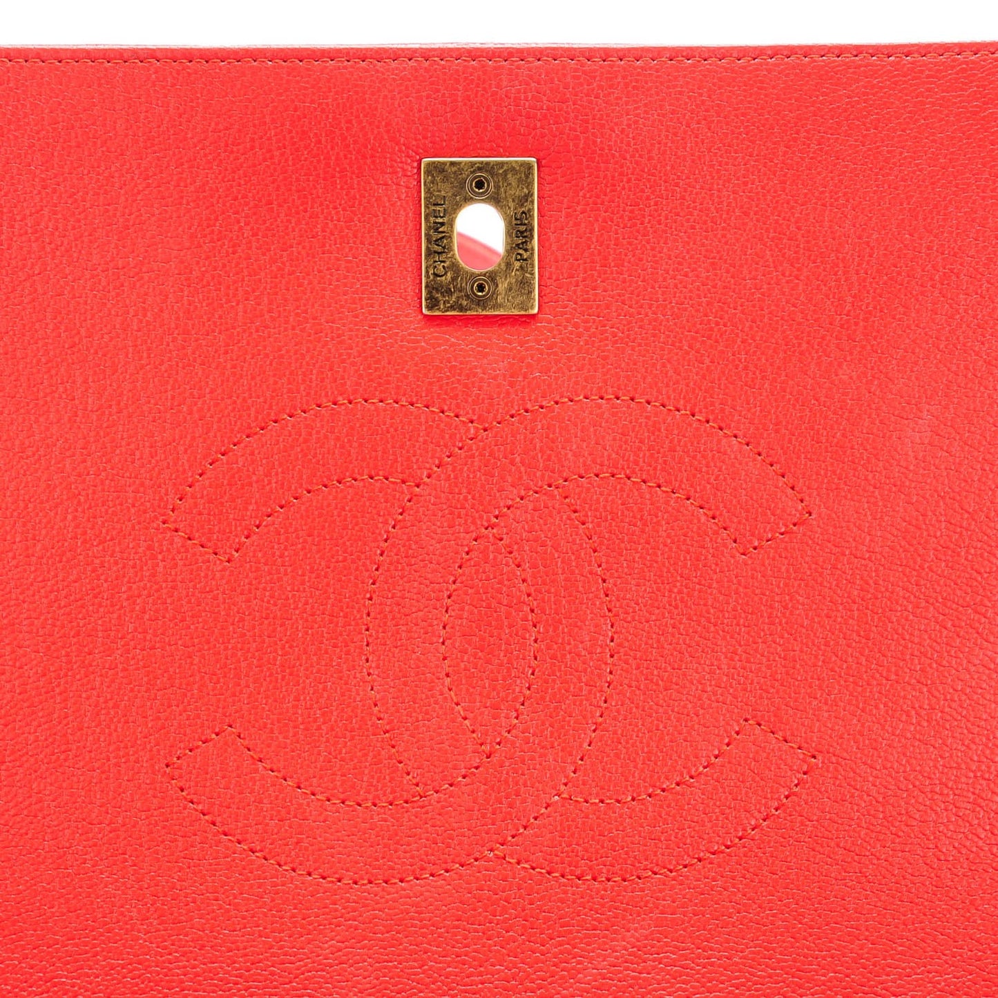 Shiny Goatskin Diagonal Quilted Medium Flap Red