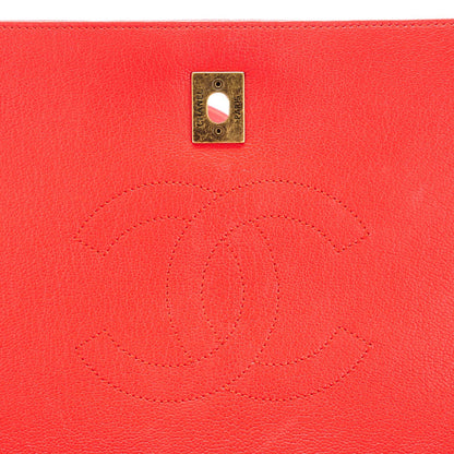 Chanel Shiny Goatskin Diagonal Quilted Medium Flap Red 5 of 8