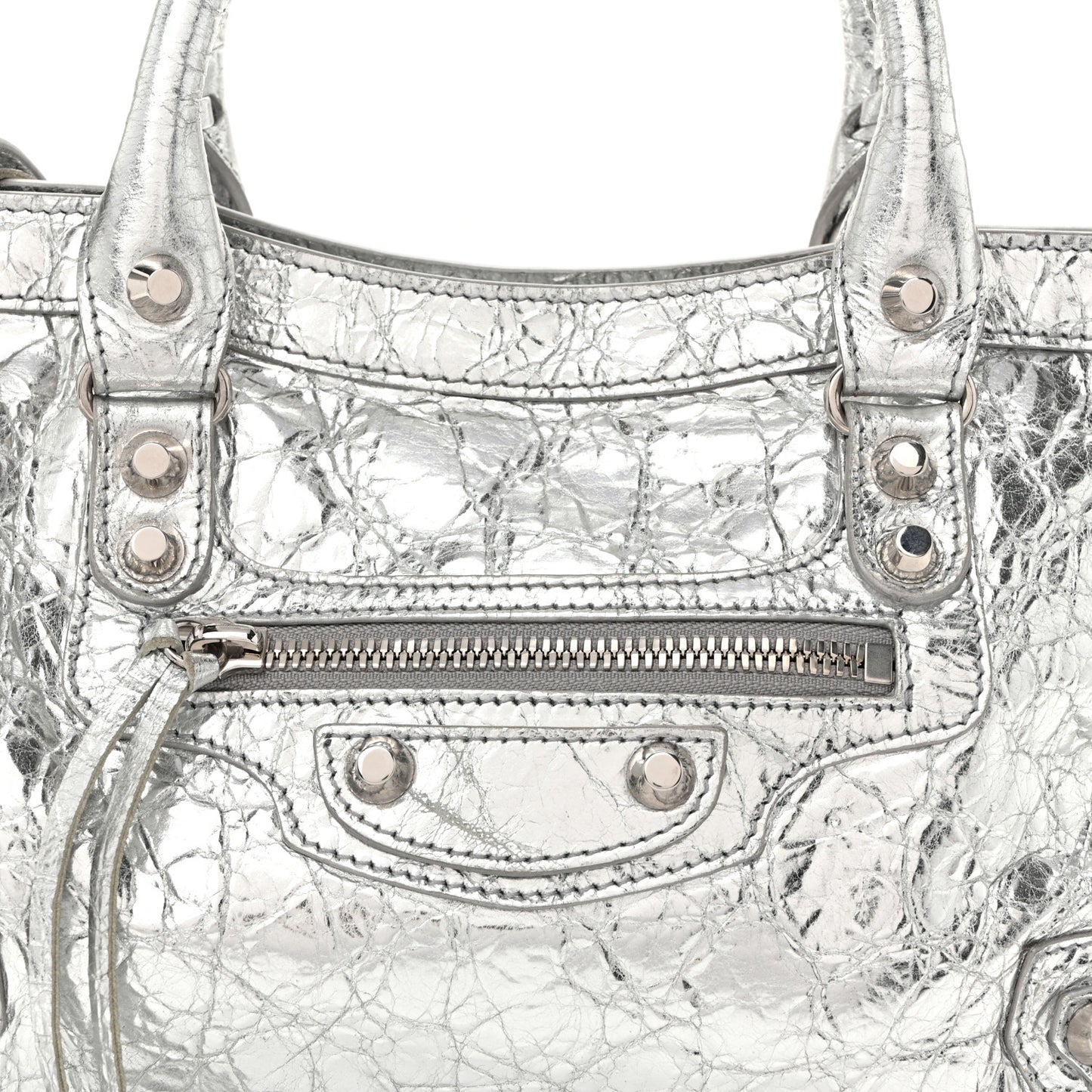Metallic Agneau Silver Hardware Small Le City Silver