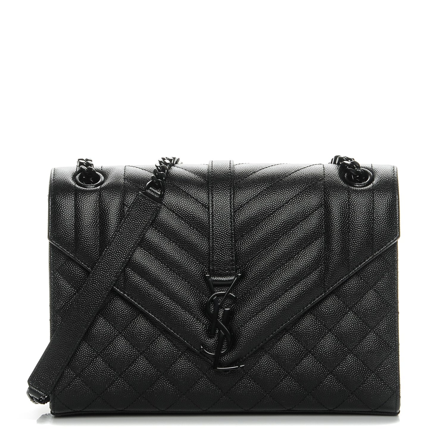 Grain De Poudre Textured Mixed Matelasse Triquilt Medium Monogram Satchel Black