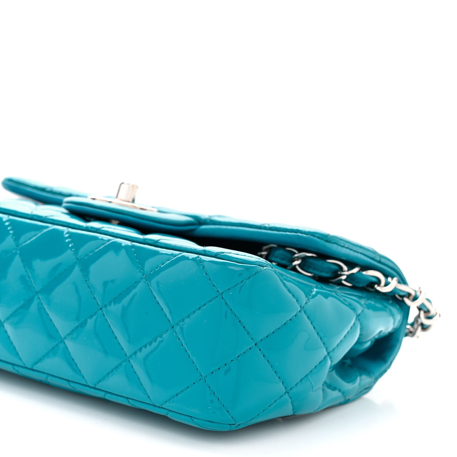 Chanel Patent Quilted Mini Rectangular Flap Turquoise 10 of 10