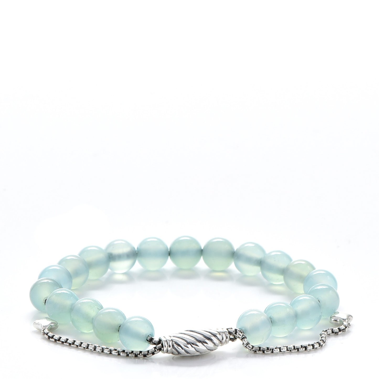 Sterling Silver Blue Chalcedony 8mm Spiritual Beads Bracelet
