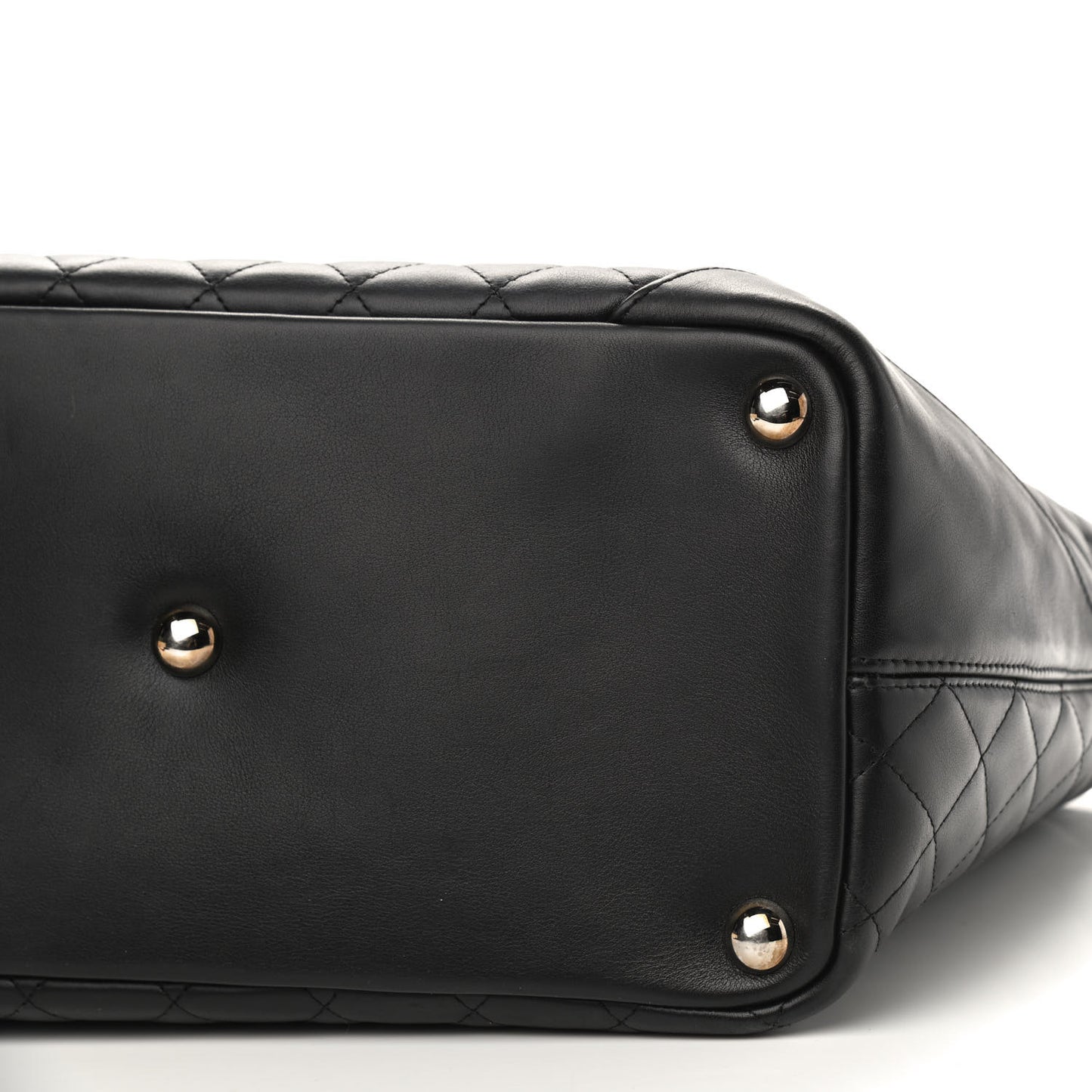 Calfskin Quilted Large Cambon Tote Black White
