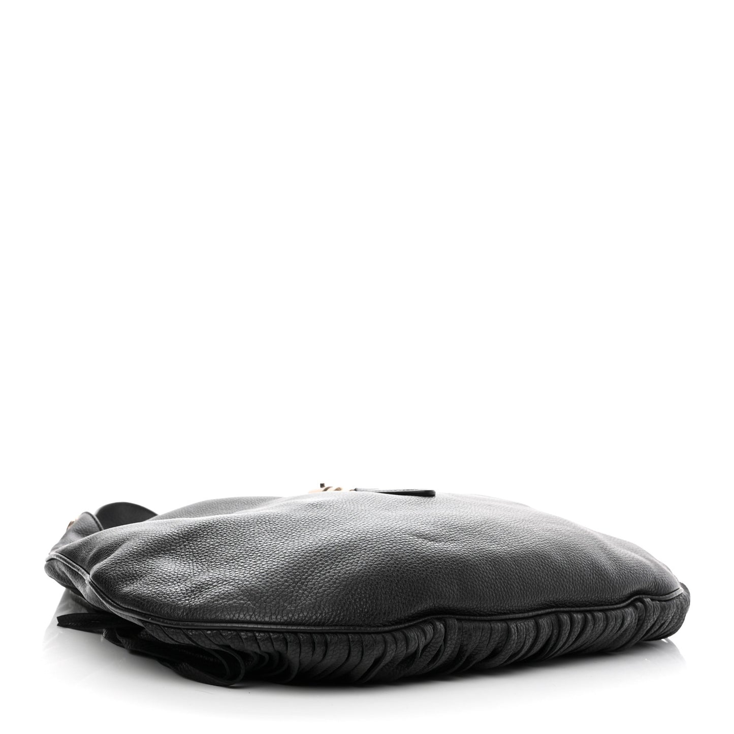 Calfskin Large New Jackie Nouveau Fringe Hobo Black
