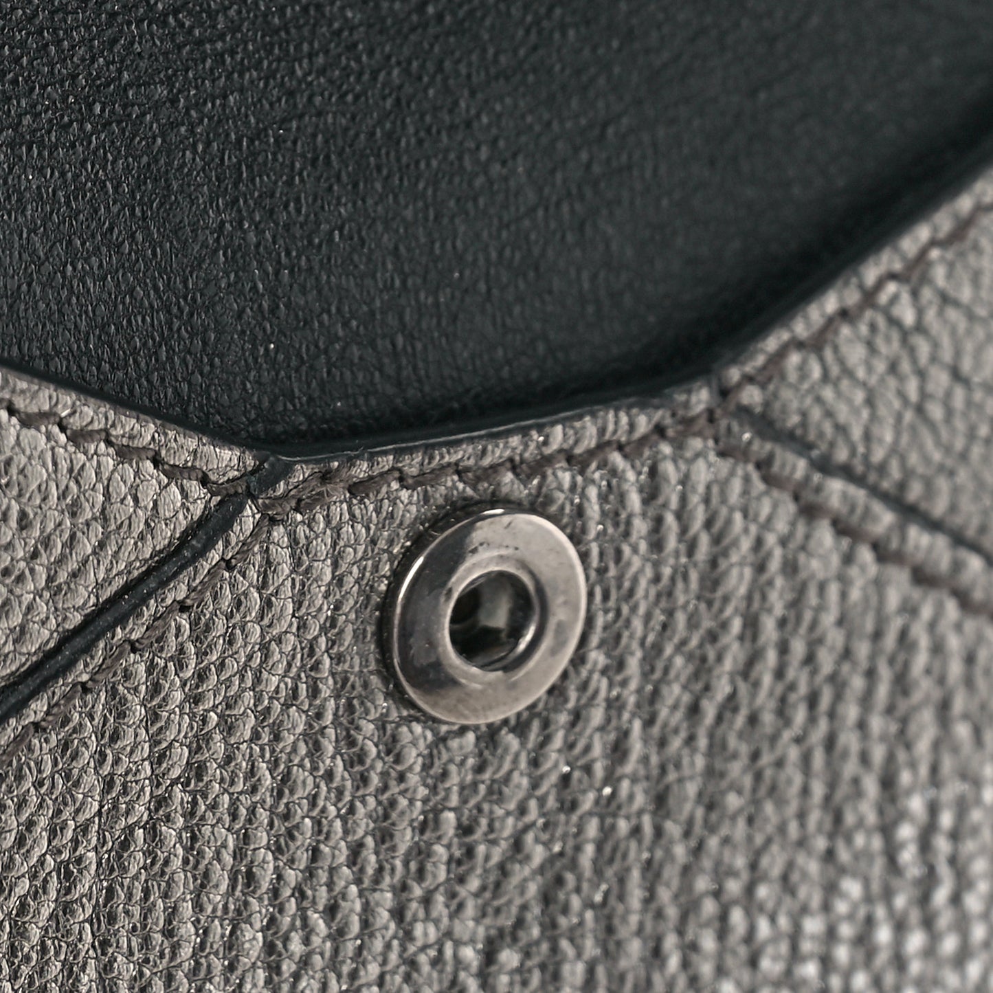 Metallic Calfskin Skull Envelope Card Holder Black Pearl
