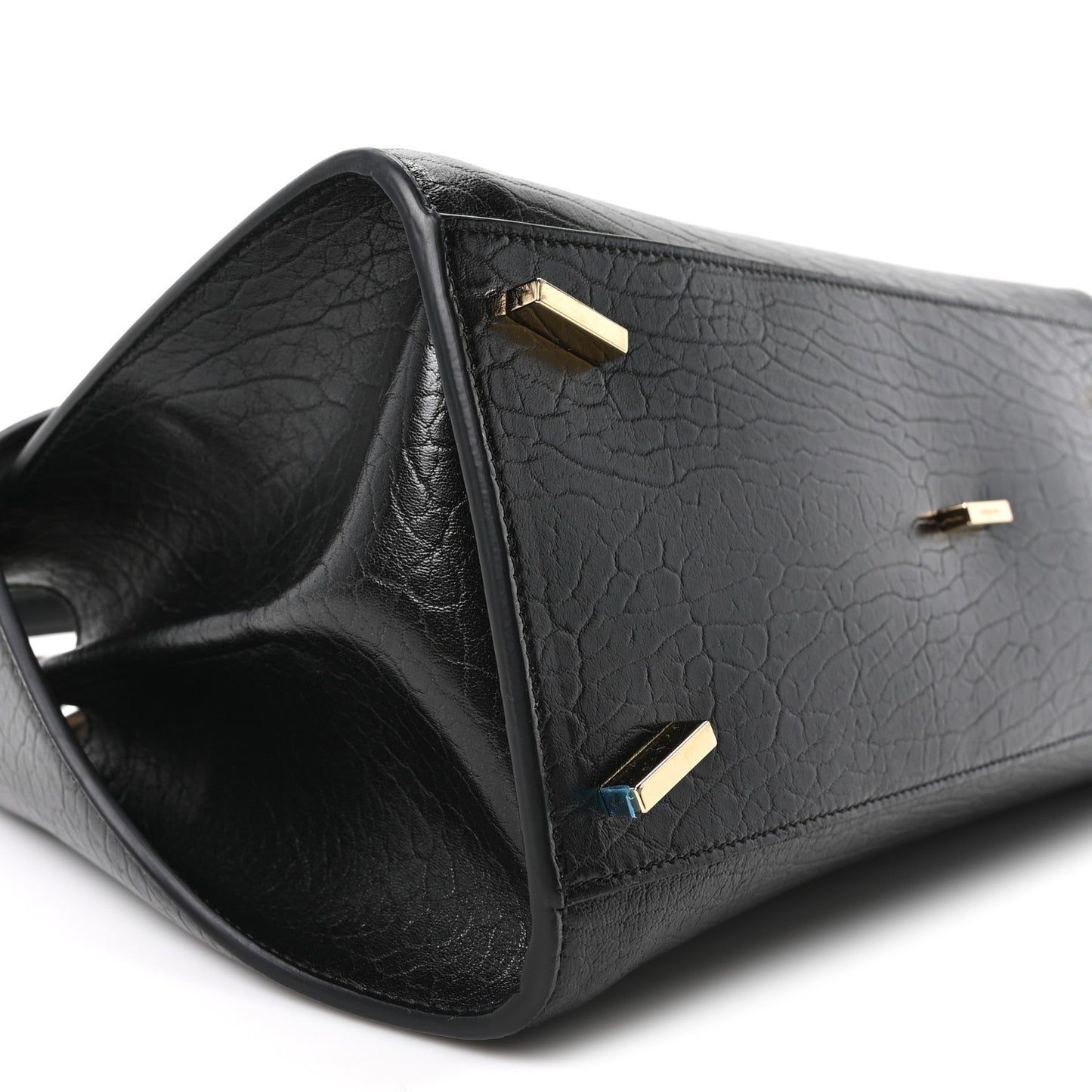 Washed Calfskin Medium Hug Soft Bicolor Shoulder Bag Black Testa Di Moro