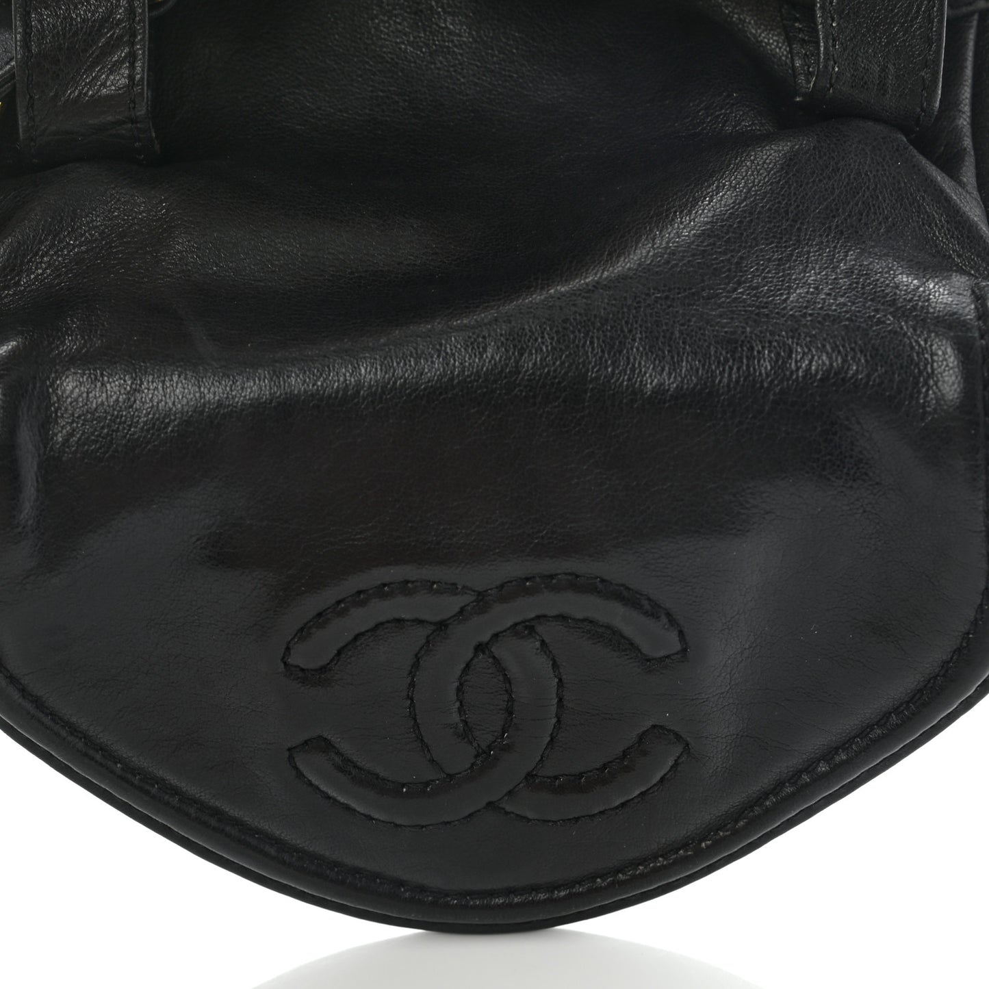 Lambskin CC Flap Waist Chain Belt Bag Black