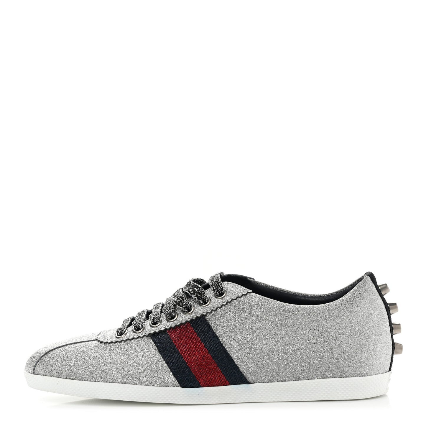Glitter Fabric Studded Web Womens Sneakers 38 Silver