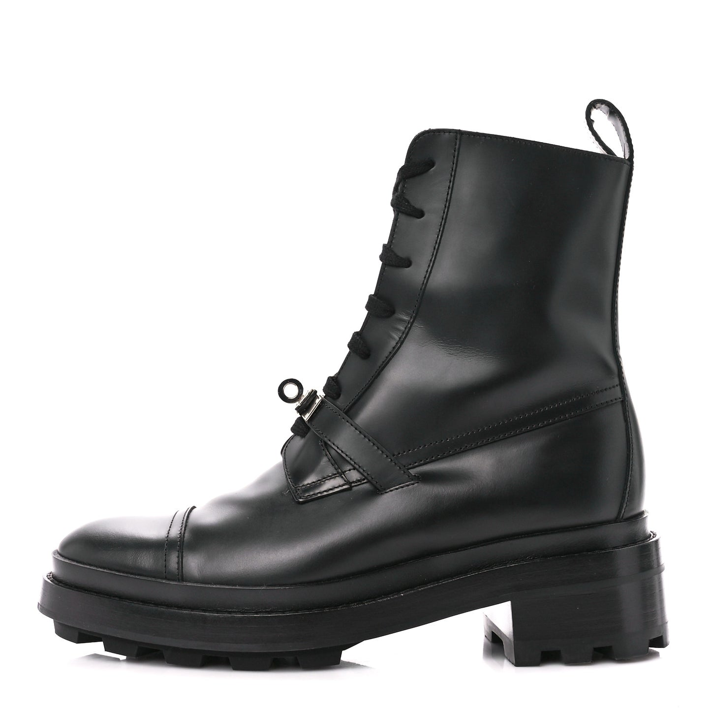 Glossed Calfskin Funk Ankle Boots 38.5 Black