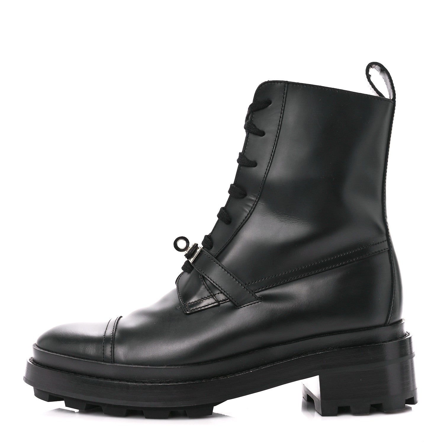 Hermes Glossed Calfskin Funk Ankle Boots 38.5 Black 1 of 9