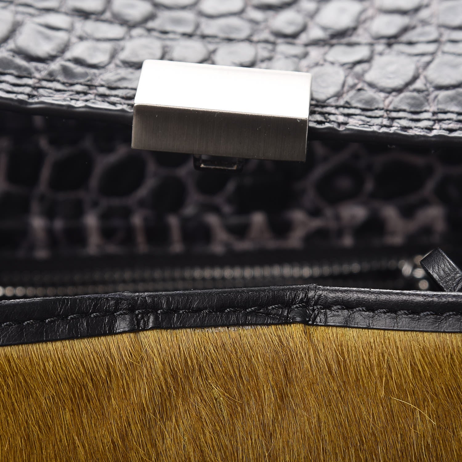 3.1 Phillip Lim 3.1 Calf Hair Calfskin Crocodile Embossed Mini Pashli Satchel Antique Grey Olive 7 of 10