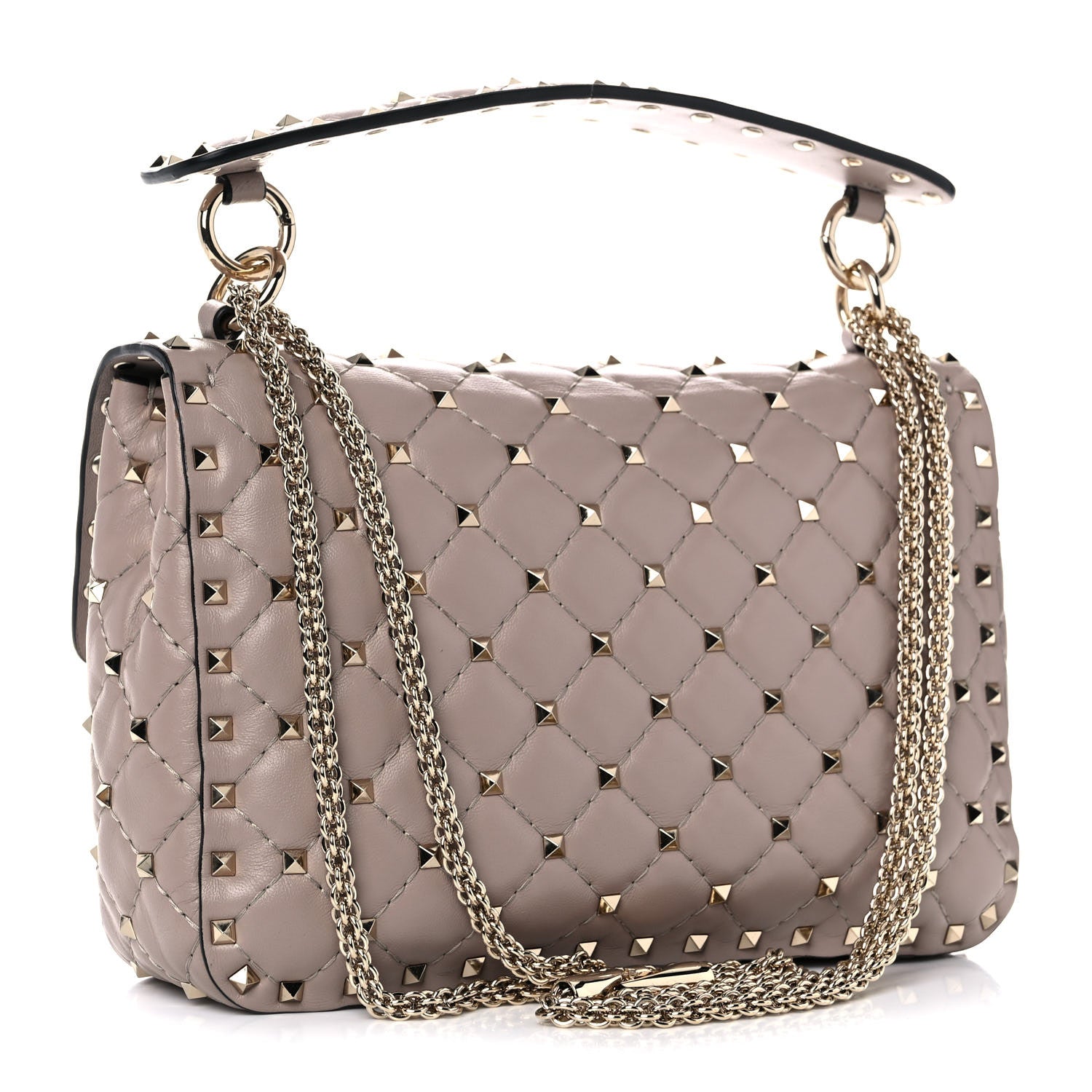 Valentino Garavani Lambskin Medium Rockstud Spike Shoulder Bag Poudre 2 of 10