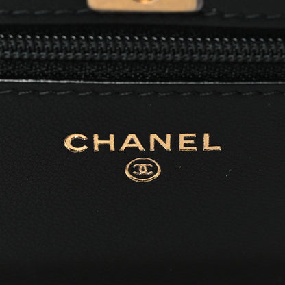 Chanel Lambskin Quilted CC Pearl Crush Wallet on Chain WOC Black 6 of 10
