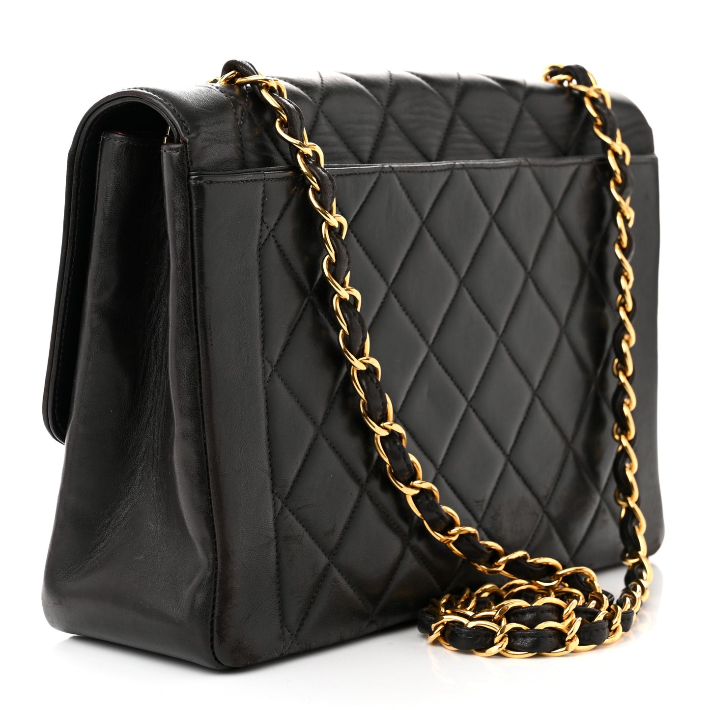 Lambskin Quilted Medium Single Flap Black