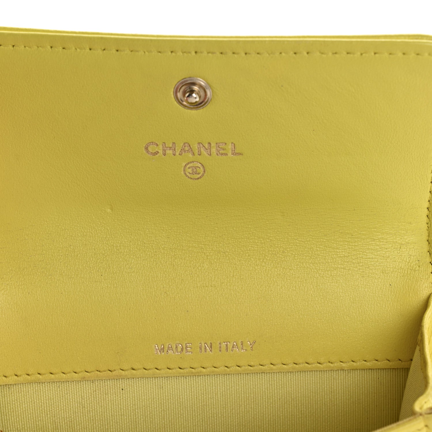Chanel Lambskin Chevron Quilted Boy Flap Card Holder Yellow 12 of 16